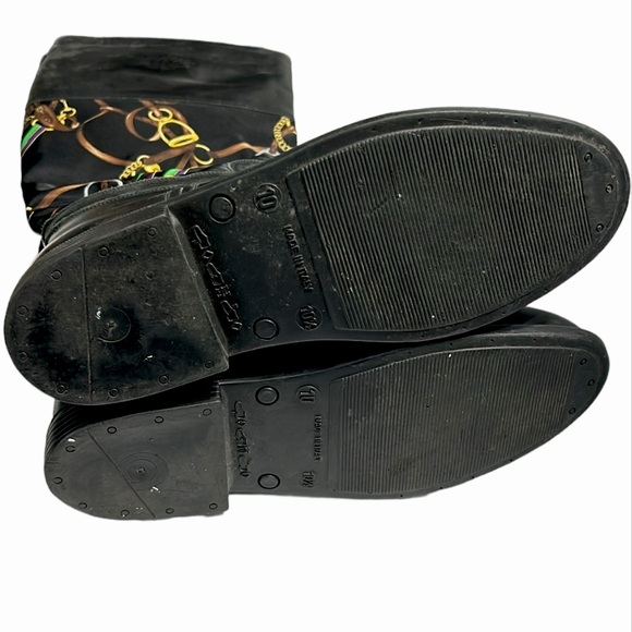 RALPH LAUREN COLLECTION Black Rubber Leather Printed
Nylon Knee Boot 10-10 1/2B - Picture 8 of 13